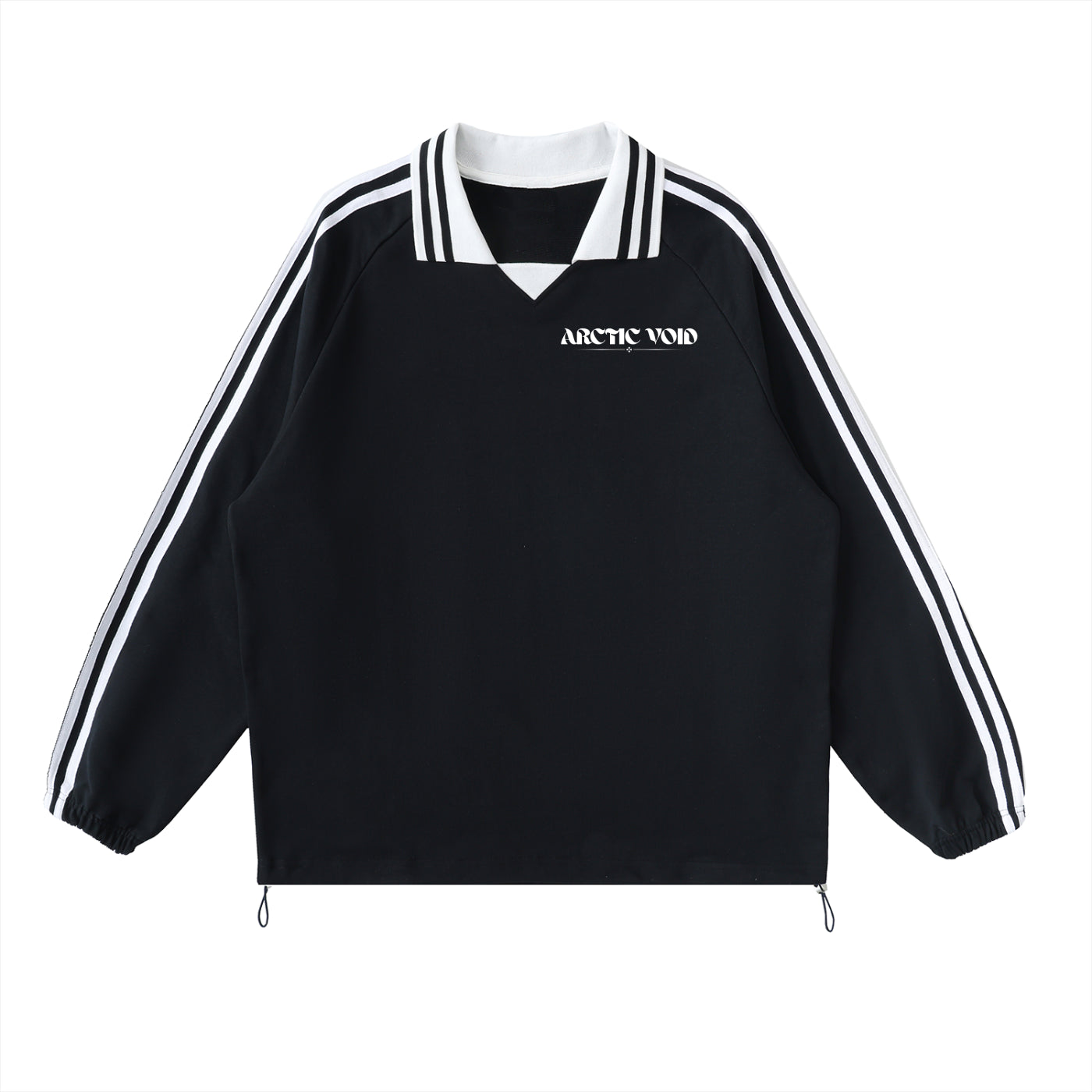 Contrast Striped Lapel Collar Sweatshirt