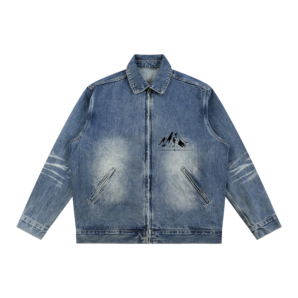 Vintage Wash Zip Up Denim Jacket