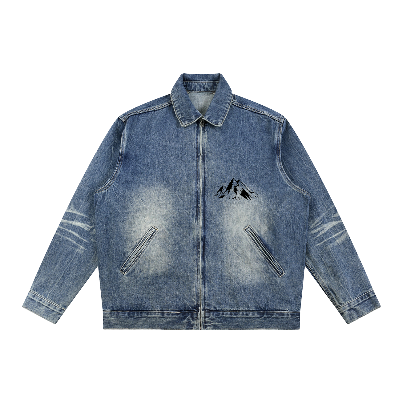 Vintage Wash Zip Up Denim Jacket