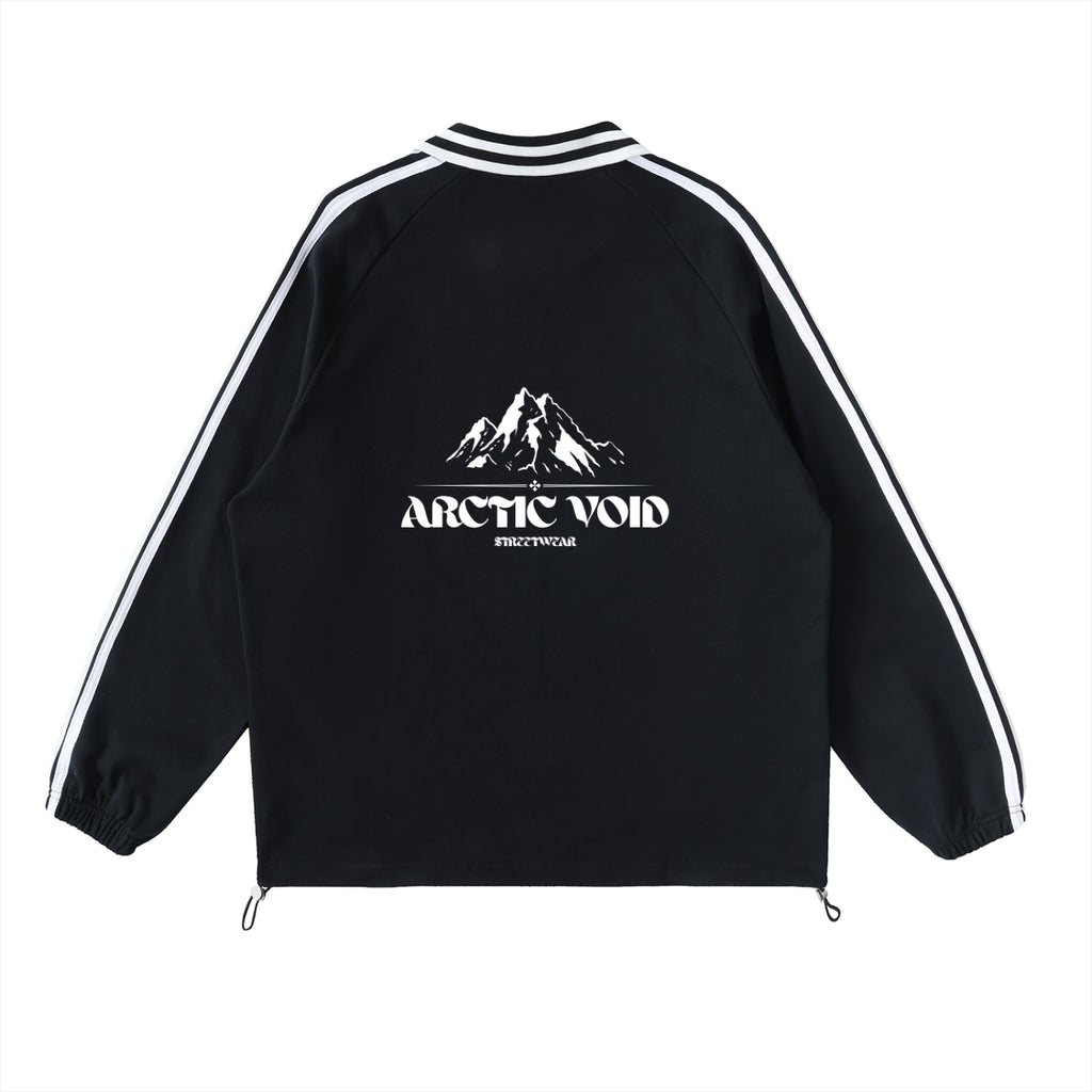 Contrast Striped Lapel Collar Sweatshirt