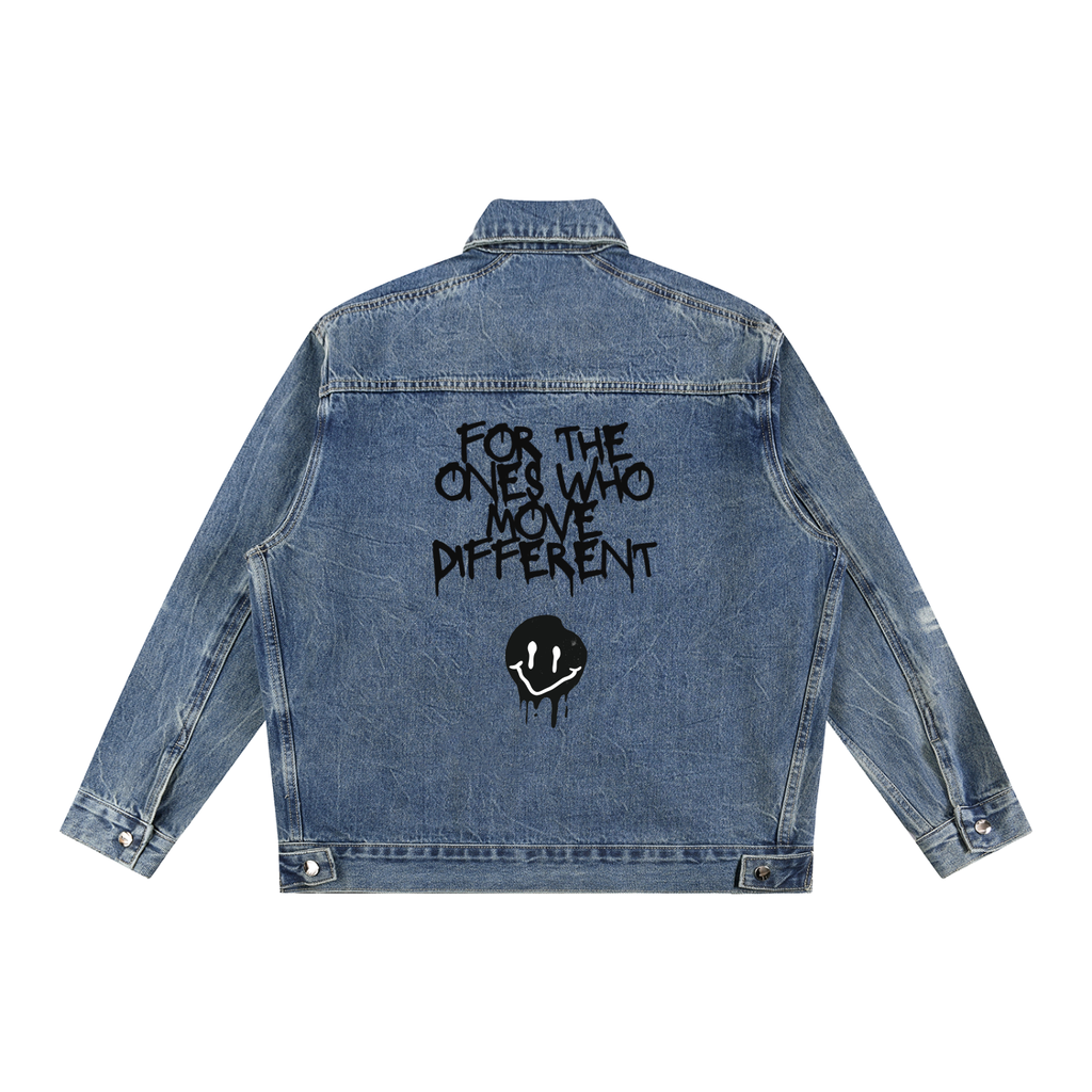 Vintage Wash Zip Up Denim Jacket