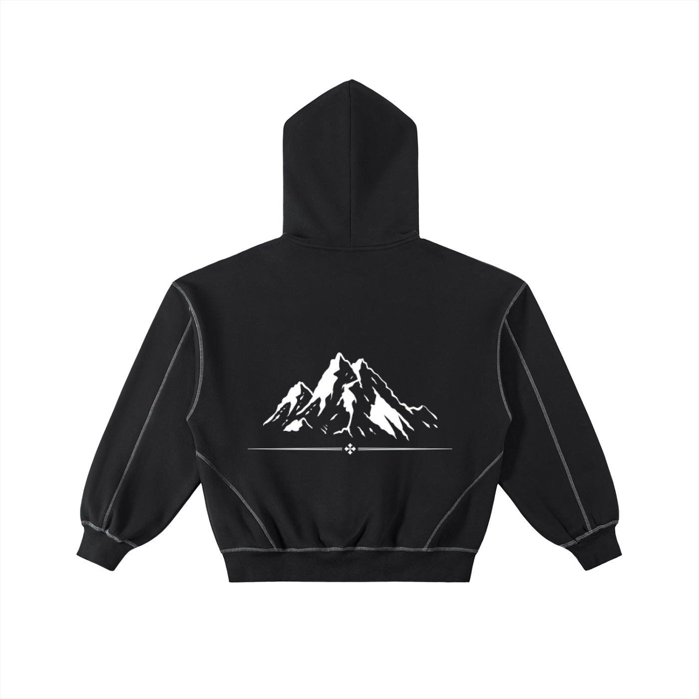 Contrast-Stitched Boxy Fleece Zip Hoodie